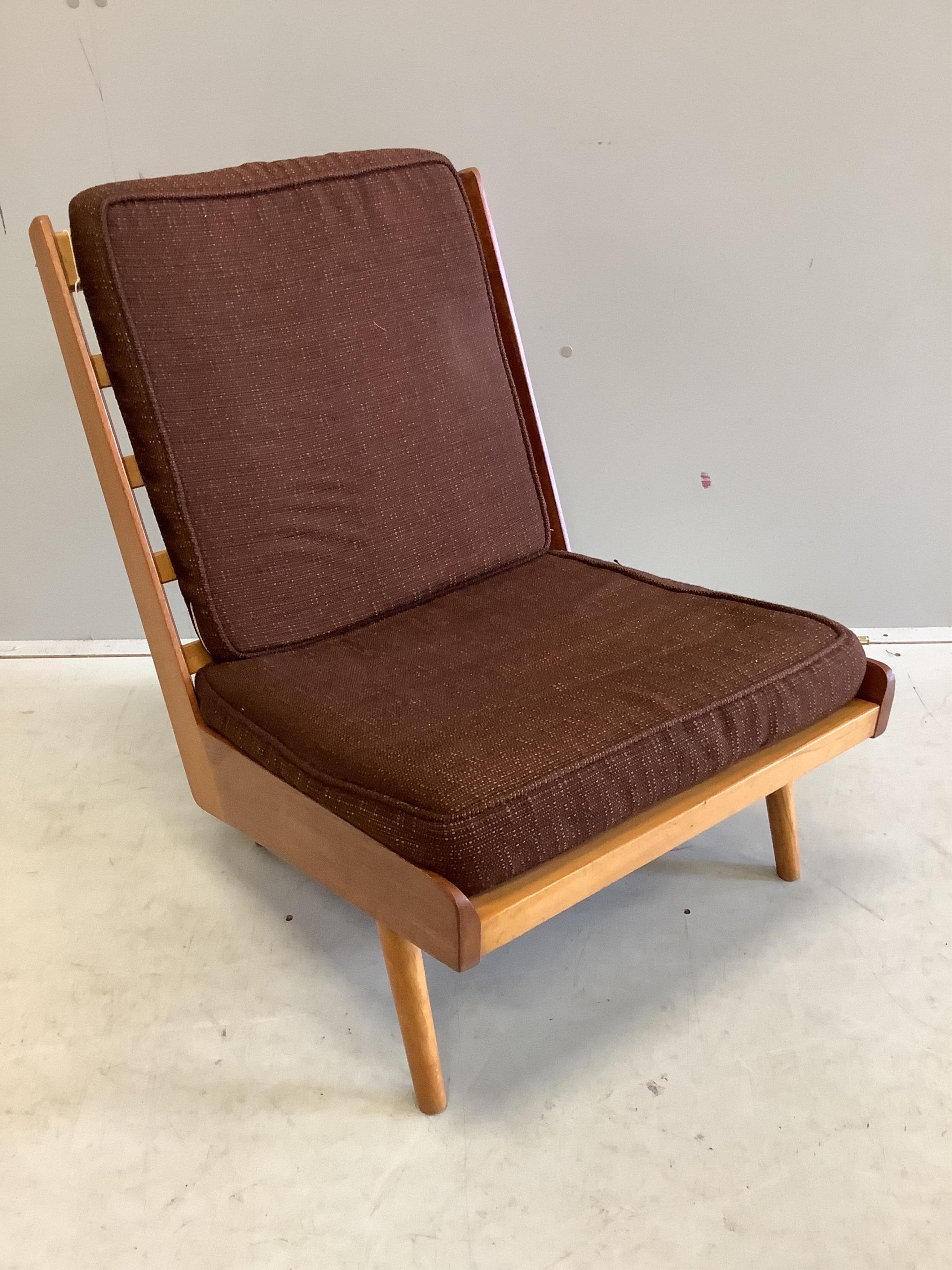 A mid century Robin Day slat chair, width 53cm, depth 55cm, height 71cm. Condition - fair to good